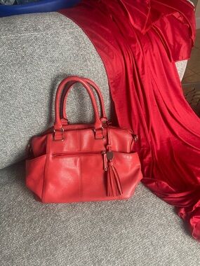 Tignanello Red Leather Tassel Satchel